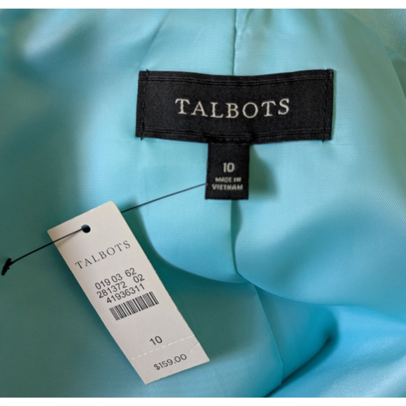 Talbots Turquoise Blue Blazer Jacket Size 10 New 100% Linen Open Front Pockets - Picture 2 of 7